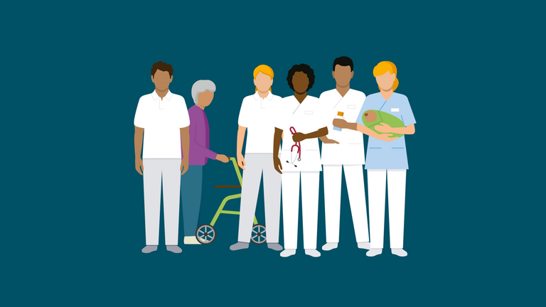 Grafische Figuren aus der Pflege, Tag der Pflege, Pflegepersonal im Fokus, Aufmerksam machen auf den Pflegeberuf, Aktionstag Pflege, Immanuel Albertinen Diakonie, Hamburg, Berlin Grafische Figuren aus der Pflege, Tag der Pflege, Pflegepersonal im Fokus, Aufmerksam machen auf den Pflegeberuf, Aktionstag Pflege, Immanuel Albertinen Diakonie, Hamburg, Berlin